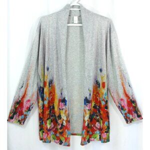 Floral Impression Art Colorful Open Front Cardigan Shawl Wrap 5XL Casual Whimsy